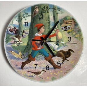Plate Clock Limoges! Le Petit Poucet by Andre Quellier 8.5" 1984 Tom Thumb